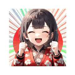 Smiling Chibi Kimono Girl Stickers
