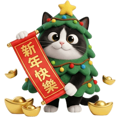 可愛貓咪聖誕樹 : 新年祝福