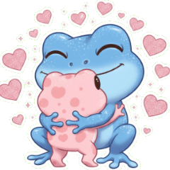 Little Blue Frogs Blushing, Shy Love