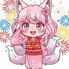 ツンデレ九尾の狐娘の限定お正月スタンプ