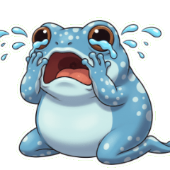 悲しい青いカエル今日は本当に辛い