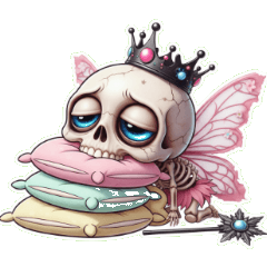 ぼんやり可愛いスケルトン、もう寝る時間だ