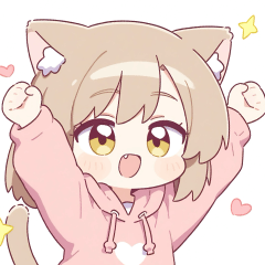 Brown cat ear hoodie girl  sticker