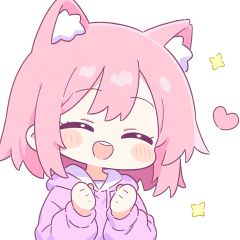 Lovely Pink Cat Ear Hoodie Girl Sticker
