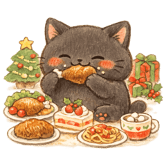 เจ้าเหมียวดำแสนอบอุ่นในฤดูหนาว