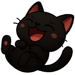 A pitch-black cat, stiff (No Text)