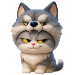 A cat in a wolf costume (No Text)