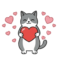 I Love You & Thank You Cat Stickers