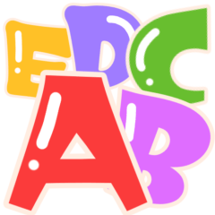 Cute retro-pop font alphabet with gloss.