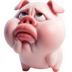 Jaded Pink Pig Doesnt Want to Talk