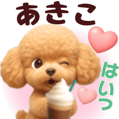 Pretty toy poodle 3D stickers1.1 Akiko