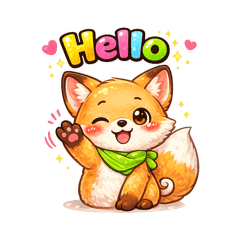 Cute anime illustration-style fox