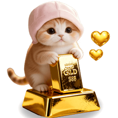 cute cat gold lucky big sticker