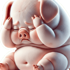 ピンクのブタさん、無力感と死んだ目