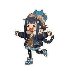 สติกเกอร์สาวน้อยหมวกแมวสีฟ้า