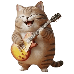 guitar cat Various expressions