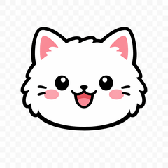 Fluffy White Cat  Stickers