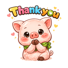Cute anime illustration-style pig