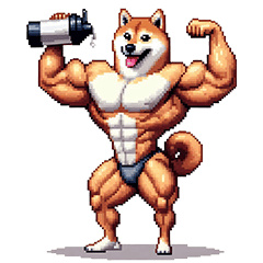 Pixel art macho fat shiba dog 2