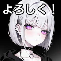 Pierced silver-haired short-haired girl