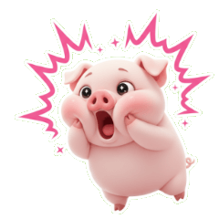 粉紅豬超驚訝的下巴掉了啦