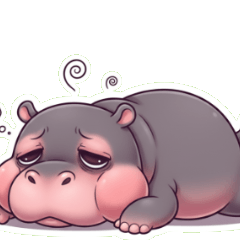 피곤해서 잠이 오는 귀여운 하마