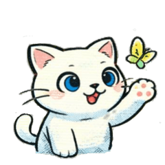 A spirited white cat