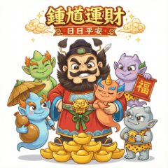 Zhong Kui & Lucky Five-Daily Blessings