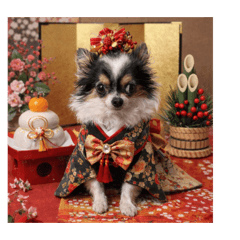 季節のチワワ写真で使える可愛い犬スタンプ