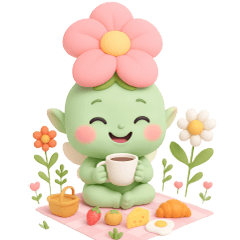 cute fairy with a flower head (No Text)