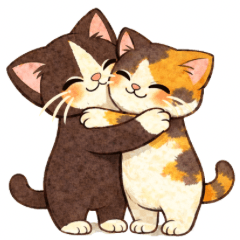 ハチワレ猫と三毛猫の毎日スタンプ