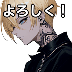 Tattooed blonde short hair boy