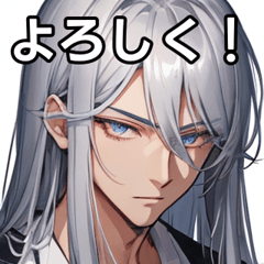 Simple silver long hair boy