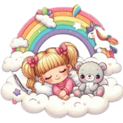 Pajama Girls on the Clouds