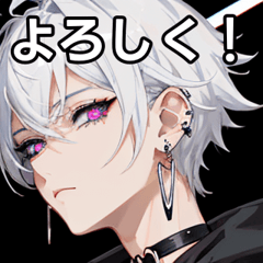 Short-haired silver-haired boy earrings