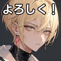 Blonde short hair boy with earrings