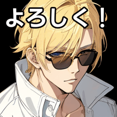 Blonde short hair boy with sunglasses