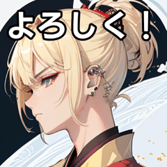 Pierced blonde short hair samurai