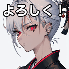 Piercings, Silver Short Hair, Samurai