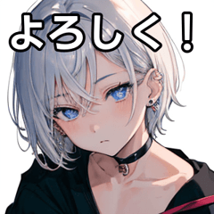 Pierced earrings, silver short hair, boy