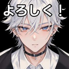 Pierced silver shorthair high school boy