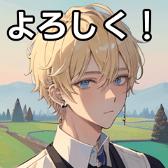 Pierced blonde short-haired farm boy