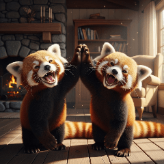 [アレンジ用]仲良しレッサーパンダ