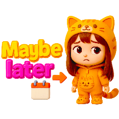 เด็กน้อยชุดแมว 3D Chibi คำพูดอังกฤษ