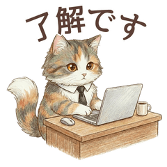 Fluffy Calico Cat | Gentle Watercolor