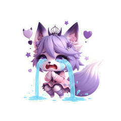 むくれた紫の可愛いキツネ、無視したい気分