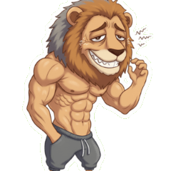 The Muscle Lion King Showing Off His