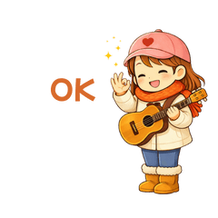 Warm Guitar Girl Stickers