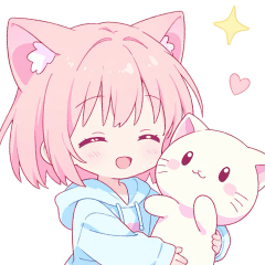 Cat ears and a soothing cat