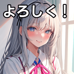 Silver-haired high school girl